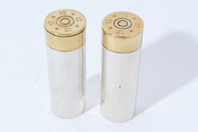 Lot 38 - Pair of good quality Contemporary silver salt and pepper casters modelled as shot gun cartridges