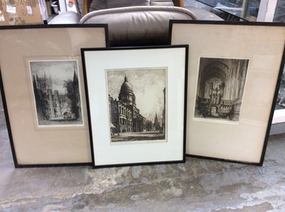 Lot 415 - James Priddey etching Edinburgh University and two etchings of Kings Cambridge