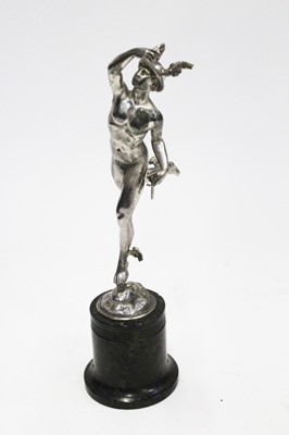 Lot 1856 - Silvered spelter model of Hermes on a serpentine base