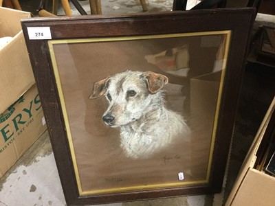 Lot 274 - Marjorie Cox signed poratrait of a dog in glazed frame
