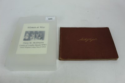 Lot 1060 - Three WW1 nurses autograph albums.  Nurses and hospitals are identified. Verses, illustrations and sketches.  Also so person messages from identified military personnel.