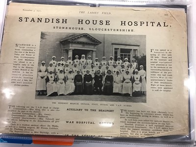 Lot 1064 - WW1 Nurses and VAD hospitals.  An album containing photographs, postcards, letters, magazine and cuttings.