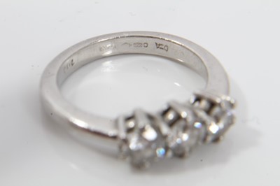 Lot 187 - Diamond three stone ring with three round brilliant cut diamonds weighing approximately 1.00ct in total