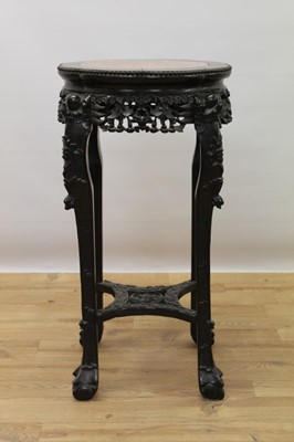 Lot 705 - Late 19th / early 20th century Chinese carved hardwood and marble inset table