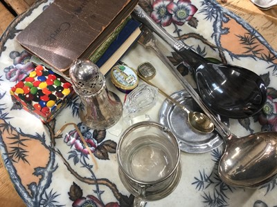 Lot 17 - Group of cut glass decanters together with ceramics, silver plated ware and sundries