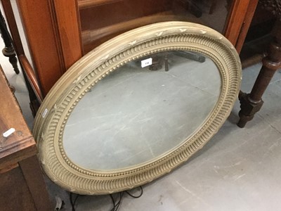 Lot 118 - Limed wood oval wall mirror