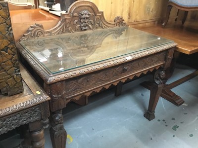 Lot 904 - Edwardian carved oak hall table