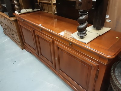 Lot 923 - Modern Cherry wood sideboard, mirror and coffee table