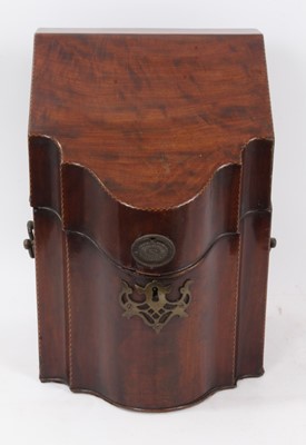 Lot 311 - George III mahogany and barber pole strung knife box