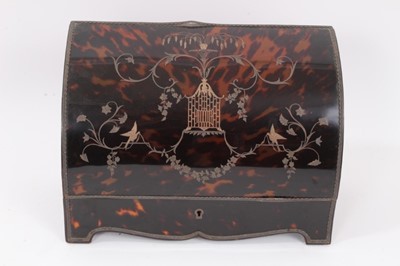Lot 150 - Early 20th century silver and gilt metal inlaid tortoiseshell desktop stationery box
