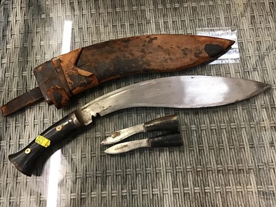 Lot 533 - Old Gurka Kukri in leather sheath