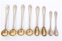 Lot 417 - Set of eight Victorian silver condiment spoons...