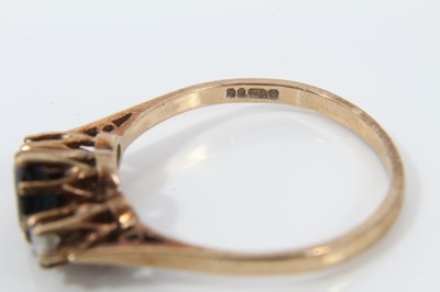 Lot 110 - 9ct gold sapphire and diamond three stone ring