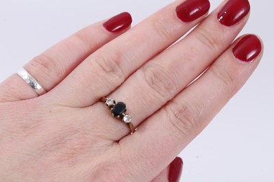Lot 110 - 9ct gold sapphire and diamond three stone ring