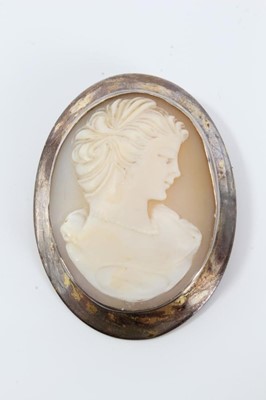 Lot 114 - Scottish silver mounted cameo brooch and a crown brooch