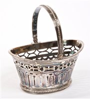 Lot 419 - 19th century Dutch silver basket with swing...