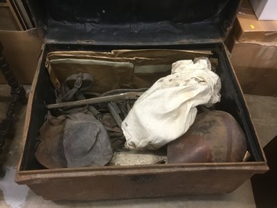 Lot 197 - Old tin trunk containing harness relating to Suffolk Punch