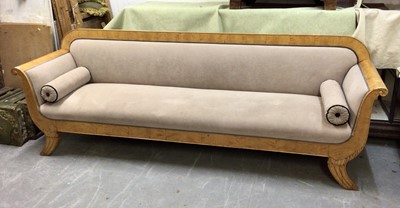 Lot 605 - Very large 19th century Continental Biedermeier maple veneered sofa