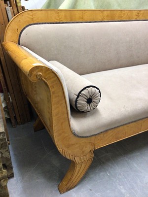 Lot 605 - Very large 19th century Continental Biedermeier maple veneered sofa