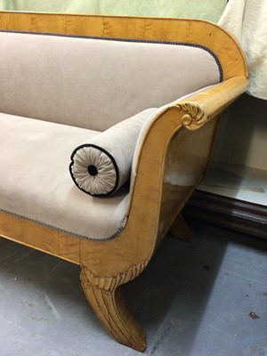Lot 605 - Very large 19th century Continental Biedermeier maple veneered sofa