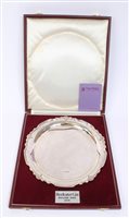 Lot 421 - Contemporary silver salver of circular form,...