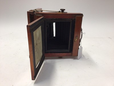 Lot 2708 - Good 19th century mahogany and brass bound plate camera by Lancaster & Sons, Birmingham.  Model 'The Kampet'