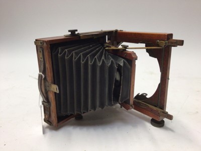 Lot 2708 - Good 19th century mahogany and brass bound plate camera by Lancaster & Sons, Birmingham.  Model 'The Kampet'