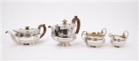 Lot 422 - George IV silver three piece tea set of...