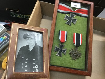 Lot 100 - Group of replica Nazi German medals / decorations in glazed frame