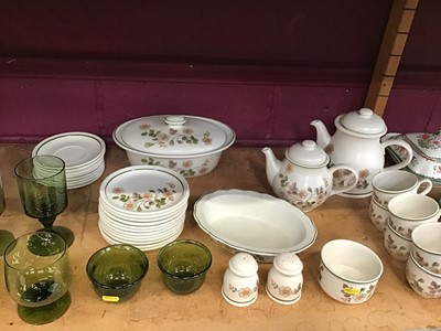 Lot 525 - Two shelves of china and glass, including Coalport, Royal Worcester, Harvest Ware, etc