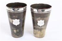 Lot 423 - Pair of Victorian horn beakers of tapering...