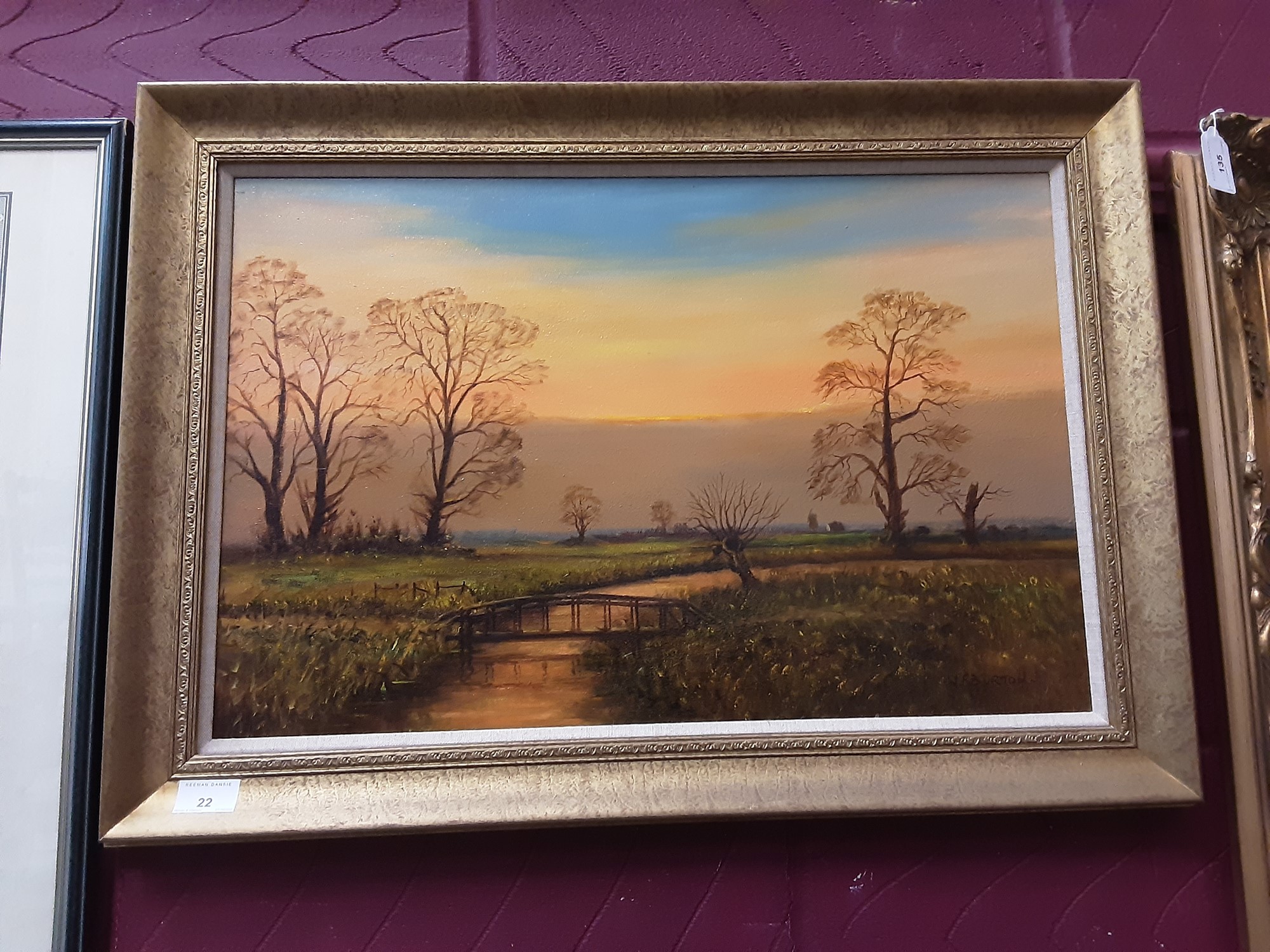 Lot 22 - W.F. Burton oil on board, study 'Bridge on