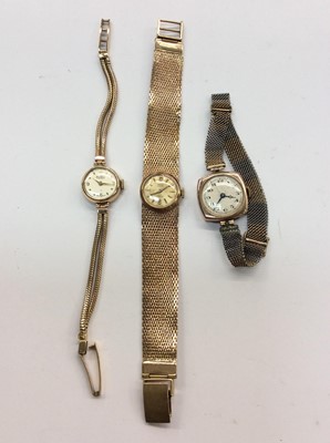 Lot 681 - Three 9ct gold wristwatches