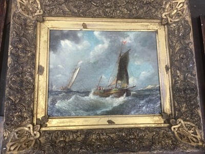 Lot 162 - 19th century English School oil on canvas Marine scene, gilt frame together with another of figures on a path