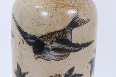 Lot 6 - Pair Martin Brothers vases with bird decoration