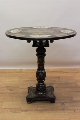 Lot 783 - 19th century Chinese chinoiserie lacquered table with birdcage support