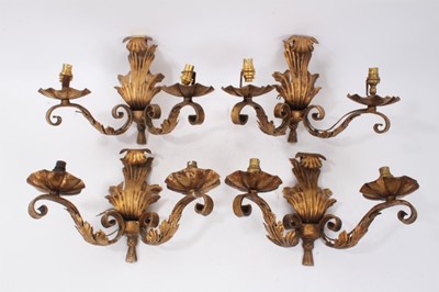 Lot 319 - Set of four 1950s gilt metal wall lights