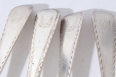 Lot 163 - Set of twenty-four Victorian silver Old English pattern feather edge table spoons