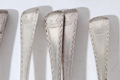 Lot 163 - Set of twenty-four Victorian silver Old English pattern feather edge table spoons