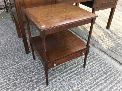 Lot 940 - Reproduction Mahogany two tier side table with single draw below