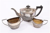 Lot 433 - George V silver three piece tea set -...