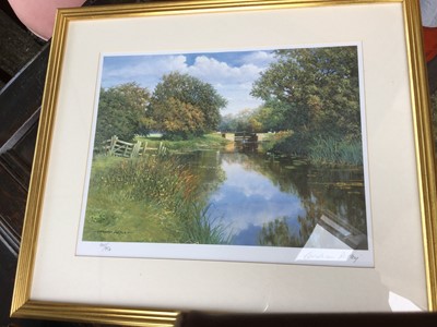 Lot 279 - Graham Petley signed limited edition print- River scene together with a watercolour study of a mountainous landscape (2)