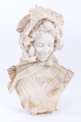 Lot 307 - 19th century Italian carved marble bust of a lady