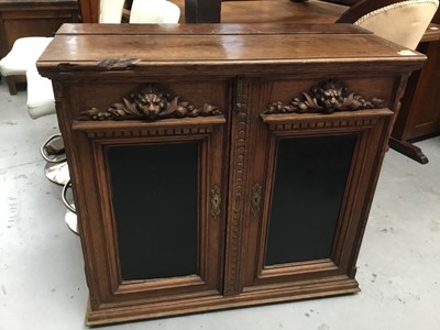 Lot 901 - Late 19th century French carved oak cupboard with lions head and fruit decoration 86 cm wide, 79 cm high, 38 cm deep