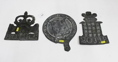 Lot 1867 - Three Antique lead fire insurance plaques