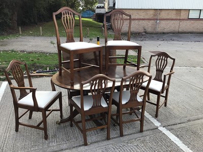 Lot 998 - Reproduction mahogany d end dining table and 8 chairs