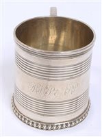 Lot 438 - William IV silver christening mug of small...