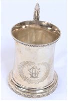 Lot 439 - 19th century American silver mug of waisted...