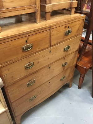 Lot 912 - Early 19th century pine chest of two short and three long drawers on bracket feet 91cm wide, 103cm high, 44 cm deep