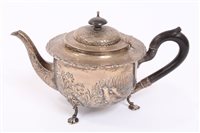 Lot 440 - Late Victorian silver teapot of circular form,...